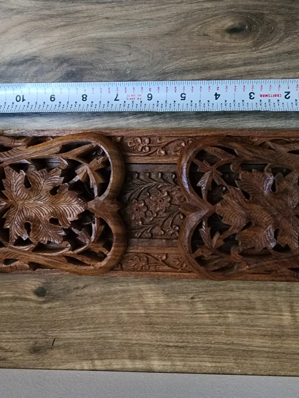 Vintage Hand-Carved Indian Wood Expandable Book Rack Bookends Sheesham Floral